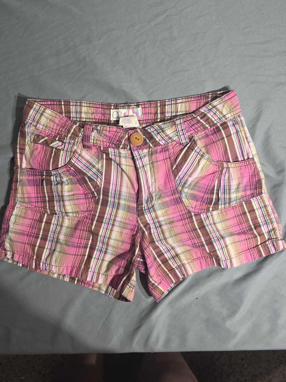 OP Pink Plaid Cargo Pocket Shorts